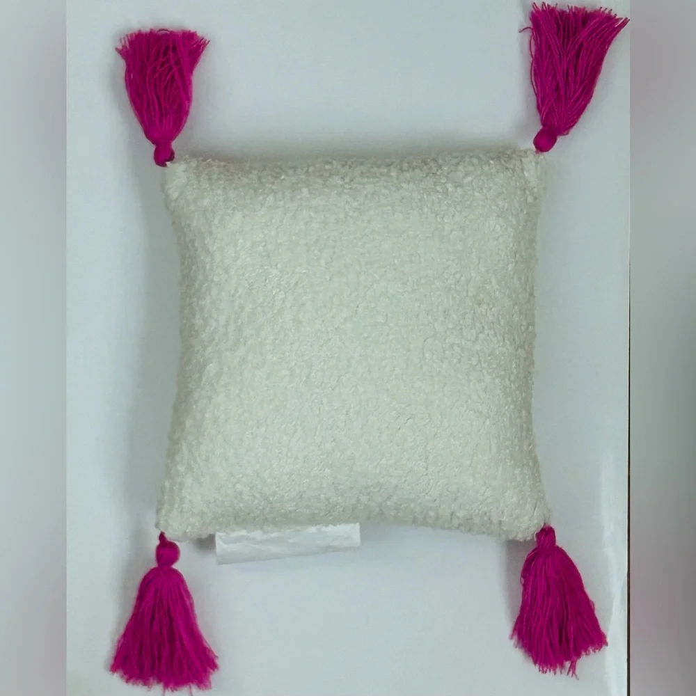 NEW!! Valentine’s Day Mini Embroidered Heart Accent Pillow With Tassels (NWT)